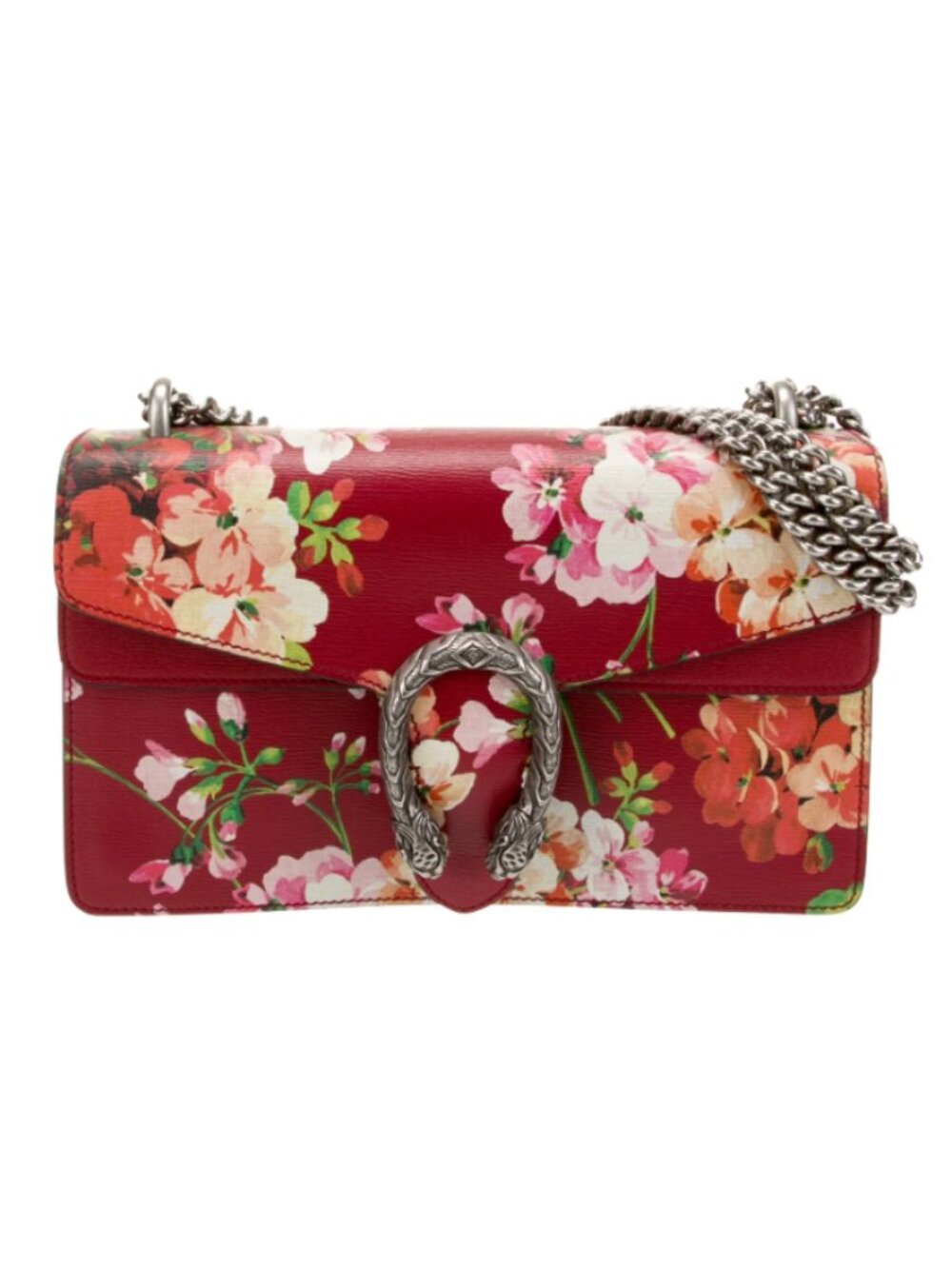 GUCCI Calfskin Blooms Print Small Dionysus Shoulder Bag in Red